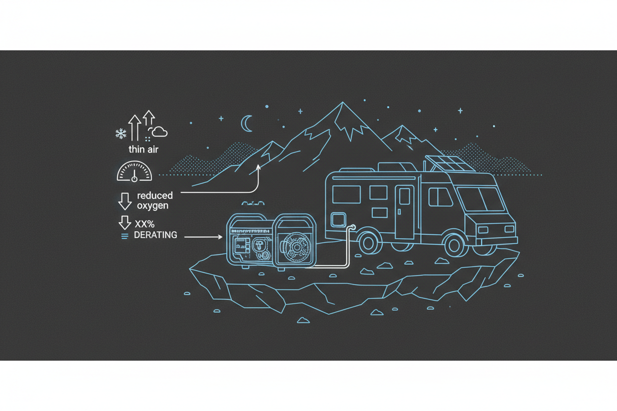 Technical illustration showing generator performance changes at high elevation.