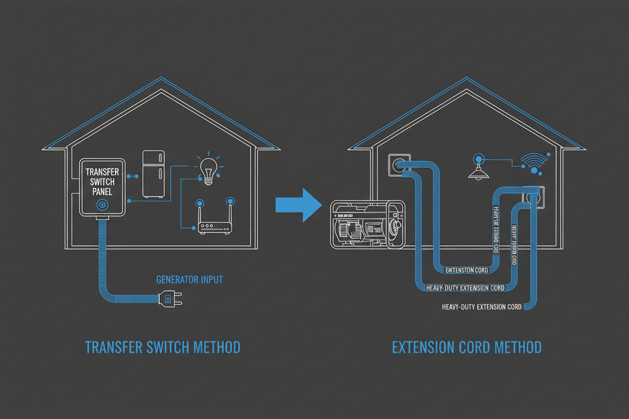 Transfer Switch vs Extension Cords: The Safest Way to Connect a Home Backup Generator - Erayak Power