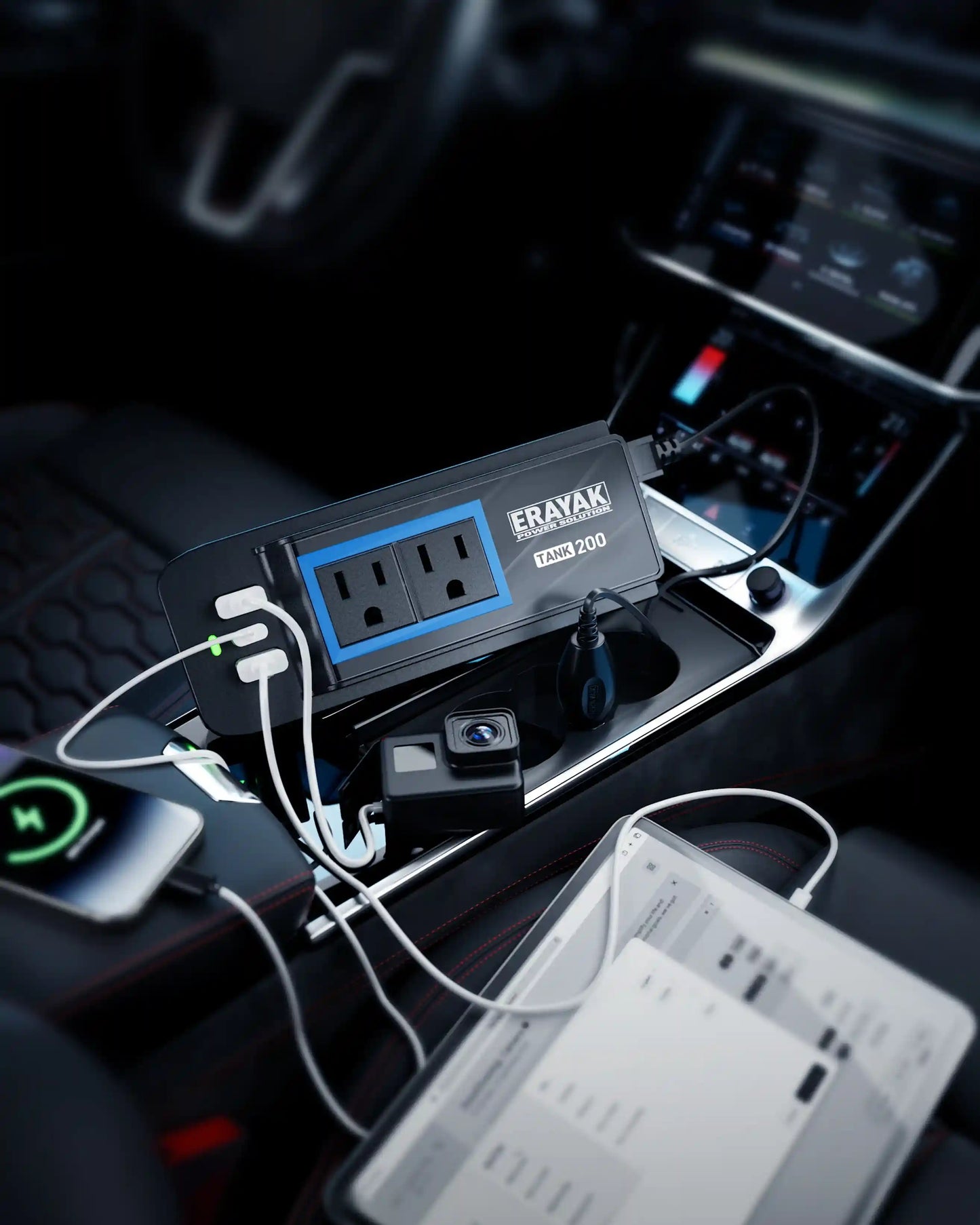 Erayak 200W Car Power Inverter, Cigarette Lighter Adapter, AC Outlet in Car with Charger, 12V DC to 110V AC Converter