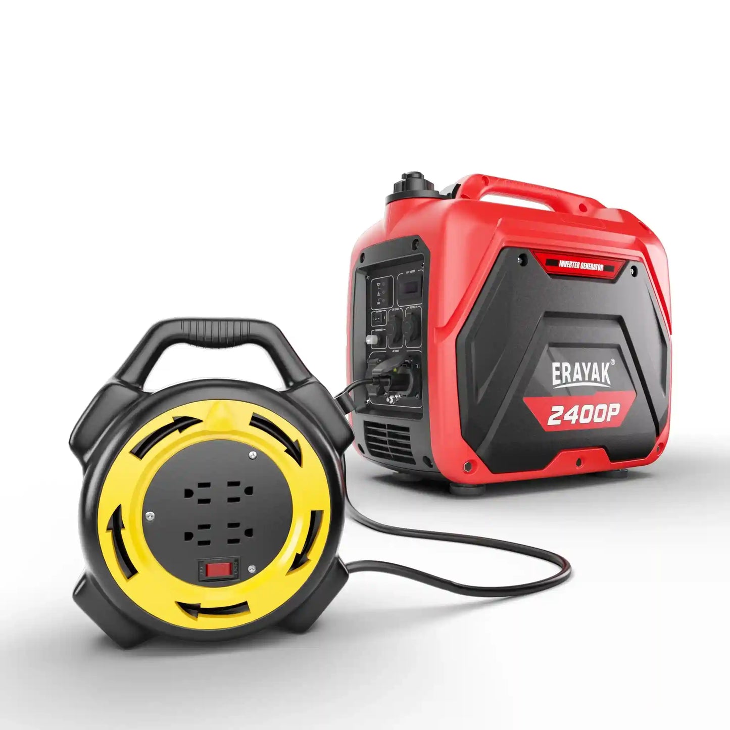 Erayak 2400W Inverter Generator + 25FT Retractable Extension Cord Reel Bundle