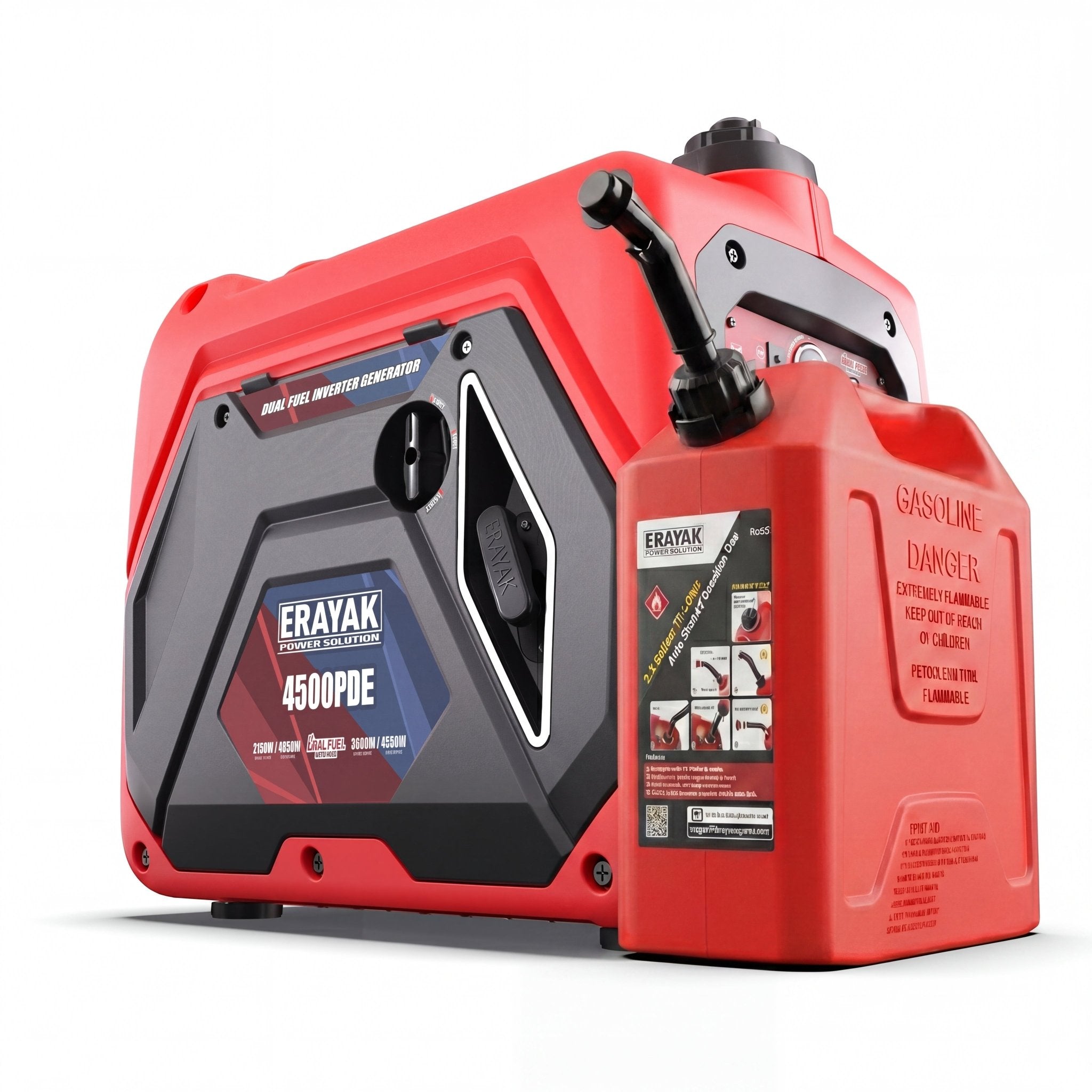 Erayak 4500W Dual - Fuel Inverter Generator + 2.6 Gallon Gas Can Bundle - Erayak Power -