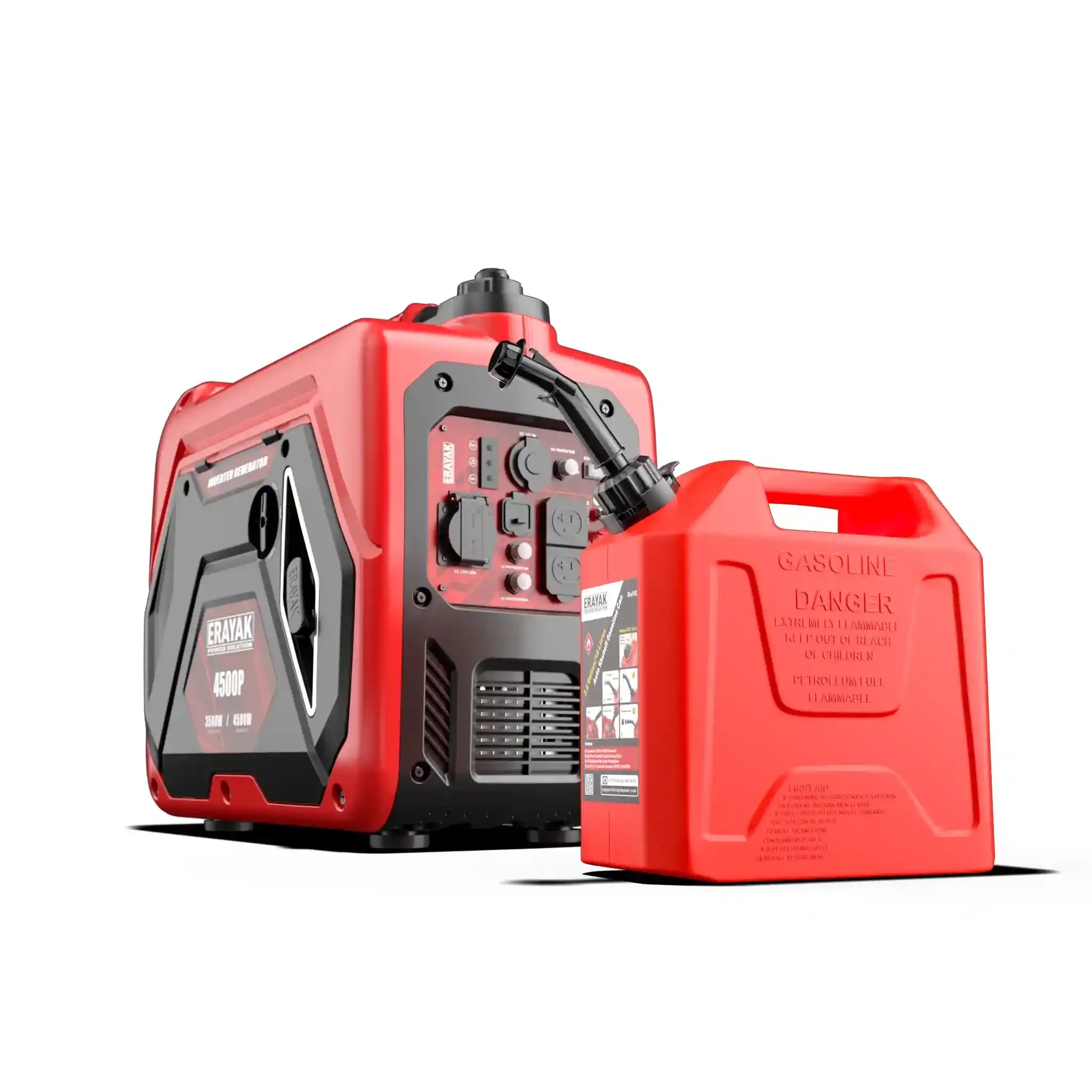 Erayak 4500W Inverter Generator & 2.6 - Gallon Safe - Flo Gas Can Combo - Erayak Power