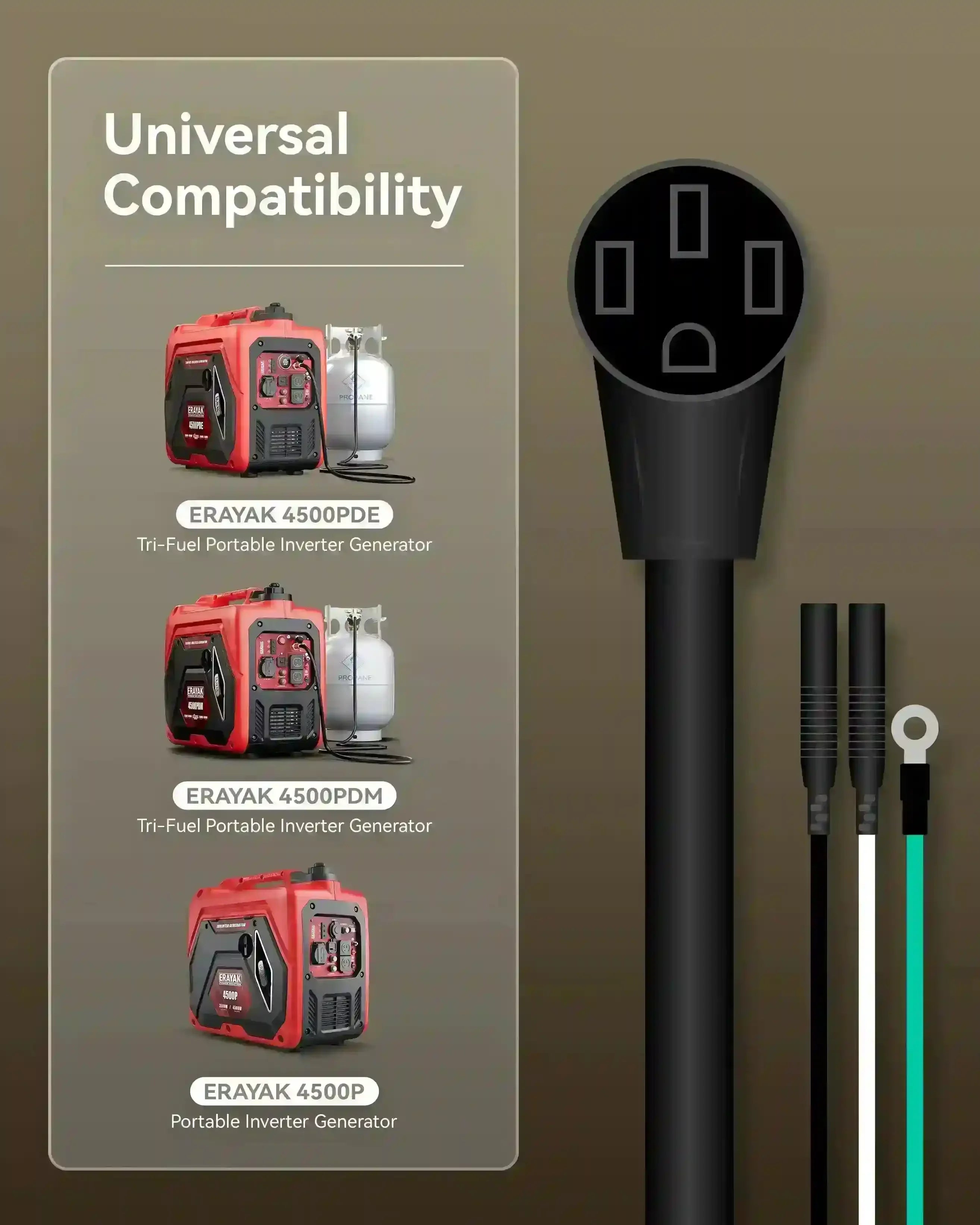 Erayak 50 Amp Parallel Cord Kit for Generator 120V 50A RV (14-50R), cUL Listed Inverter Generator Parallel Connection Kit for Combine Power Suitable 4500P 4500PD - Erayak Power