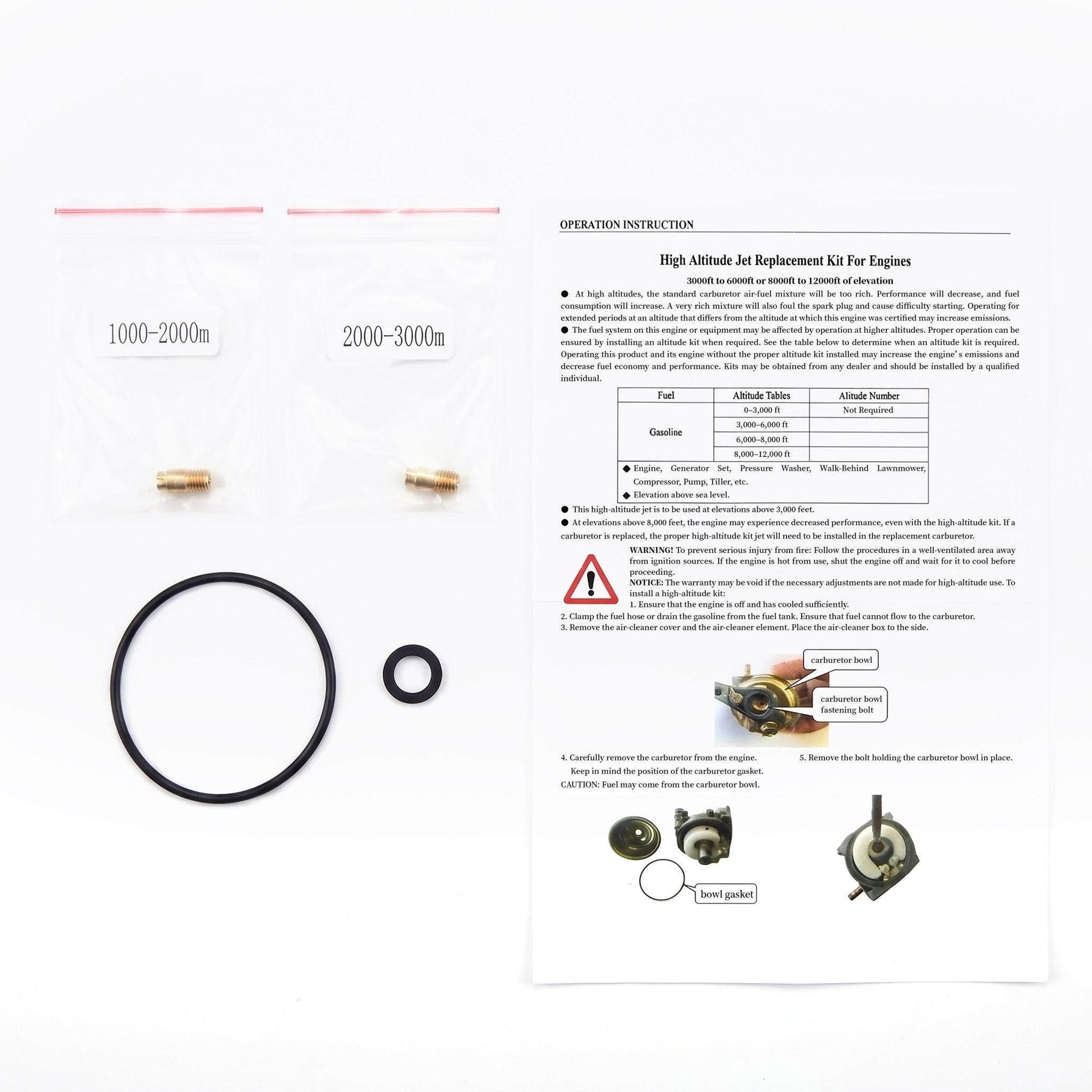 ERAYAK High Altitude Jet Replacement Kit for 2400P Inverter Generator (3000–12000 ft) - Erayak Power - EK-HAK-2400P