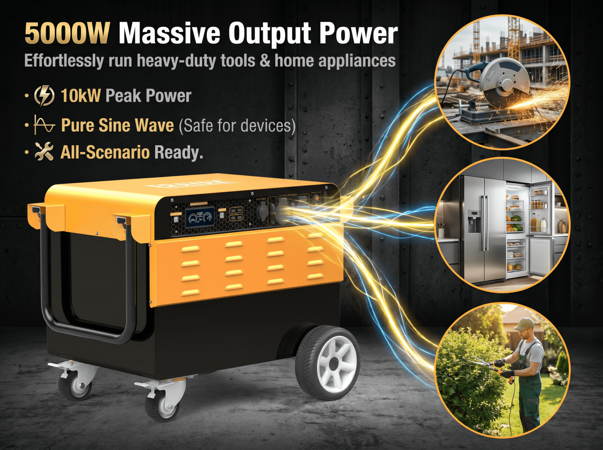 Erayak Portable Power Inverter System – 24V 5000W/10000W | DIY Battery | 2x Surge Power - Erayak Power - Power Inverter - EK-PPIS5000