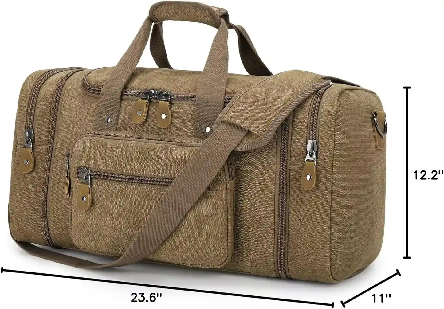 Gonex Canvas Duffle Bag for Travel 60L Duffel Overnight Weekend Bag(Coffee)