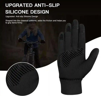 Kids Gloves Winter Waterproof Coating Warm Thick Fleece Touchscreen Anti-Slip for Boys Girls 3-15 Years Cycling School