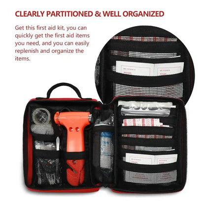 KITGO First Aid Kits, Premium Emergency Kits, Compartments for Home, Office, 103 Piece Set
