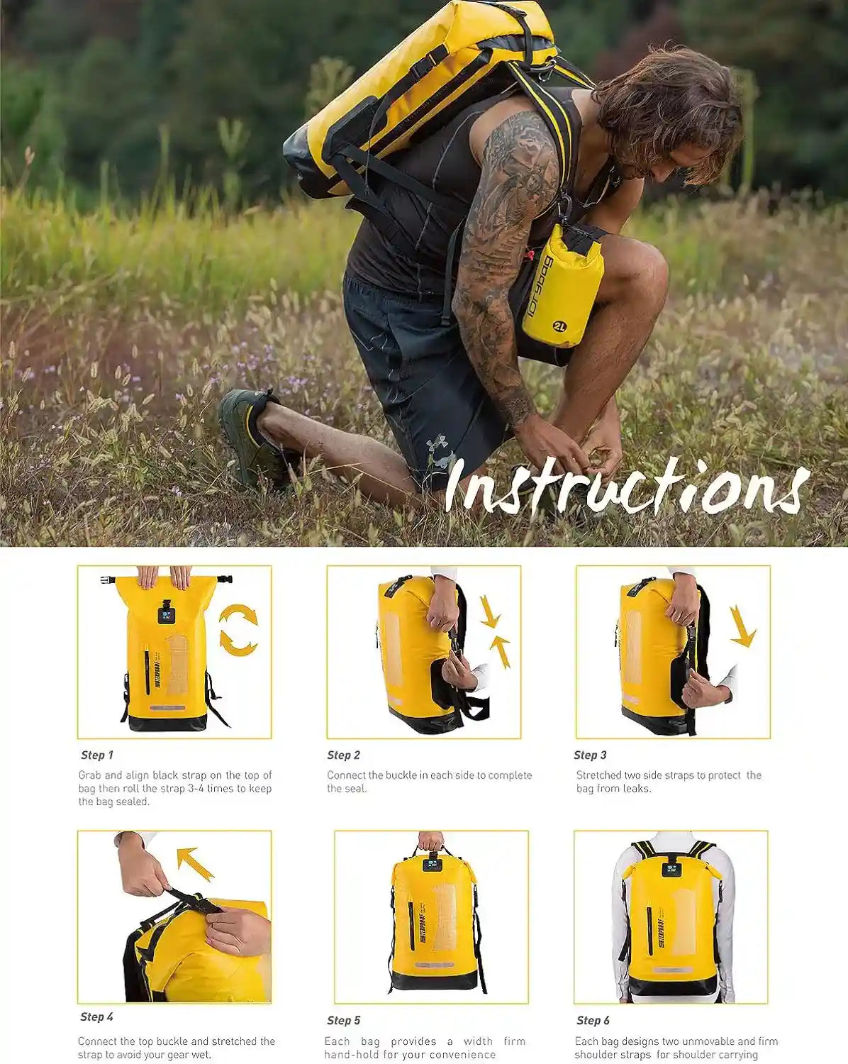 IDRYBAG Waterproof Backpack for Men 20L/30L/40L, Floating Dry Bag Kayak, Dry Backpack Hiking