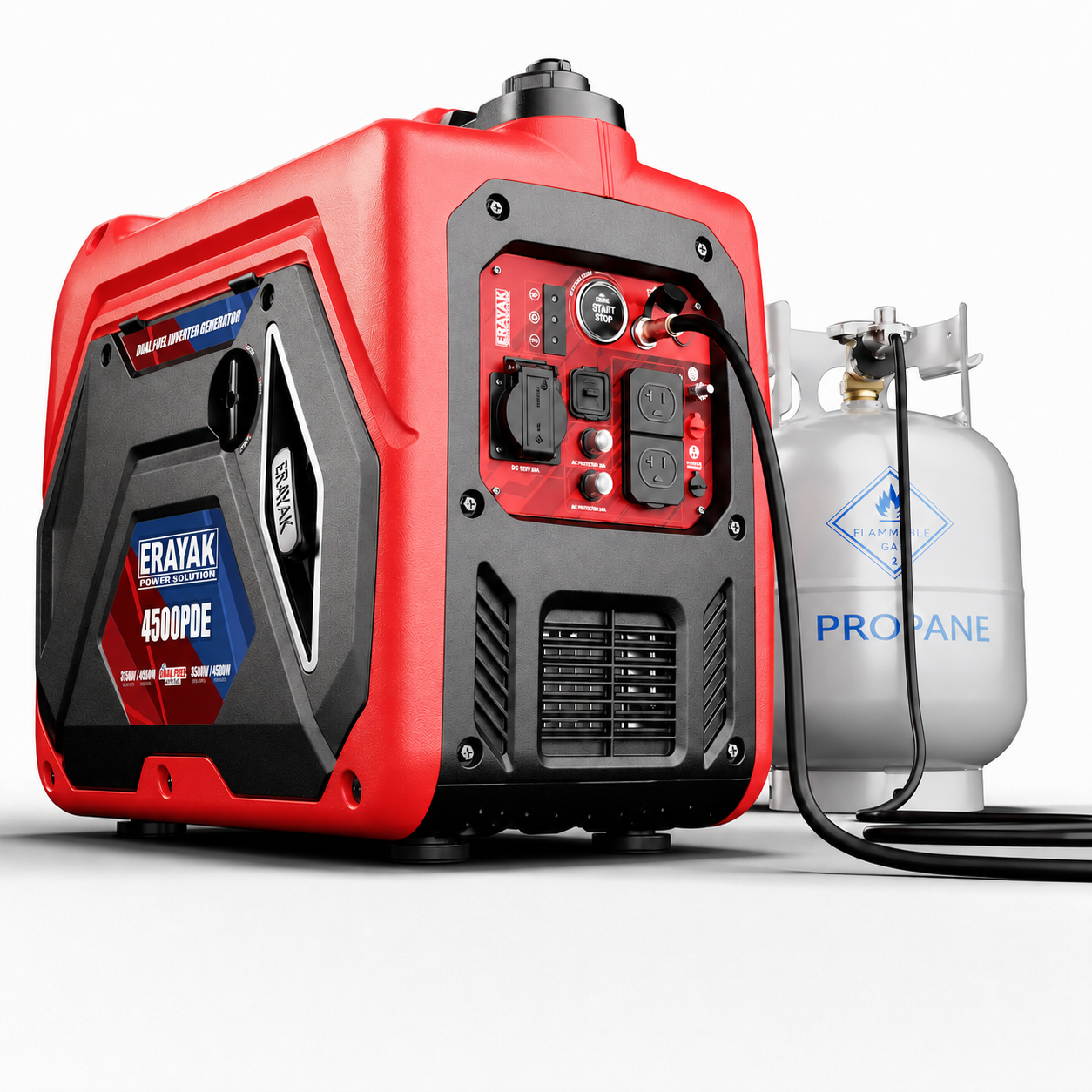 Erayak 4500PDE 4500W Dual-Fuel Inverter Generator for RV & Home Backup with Electric Start