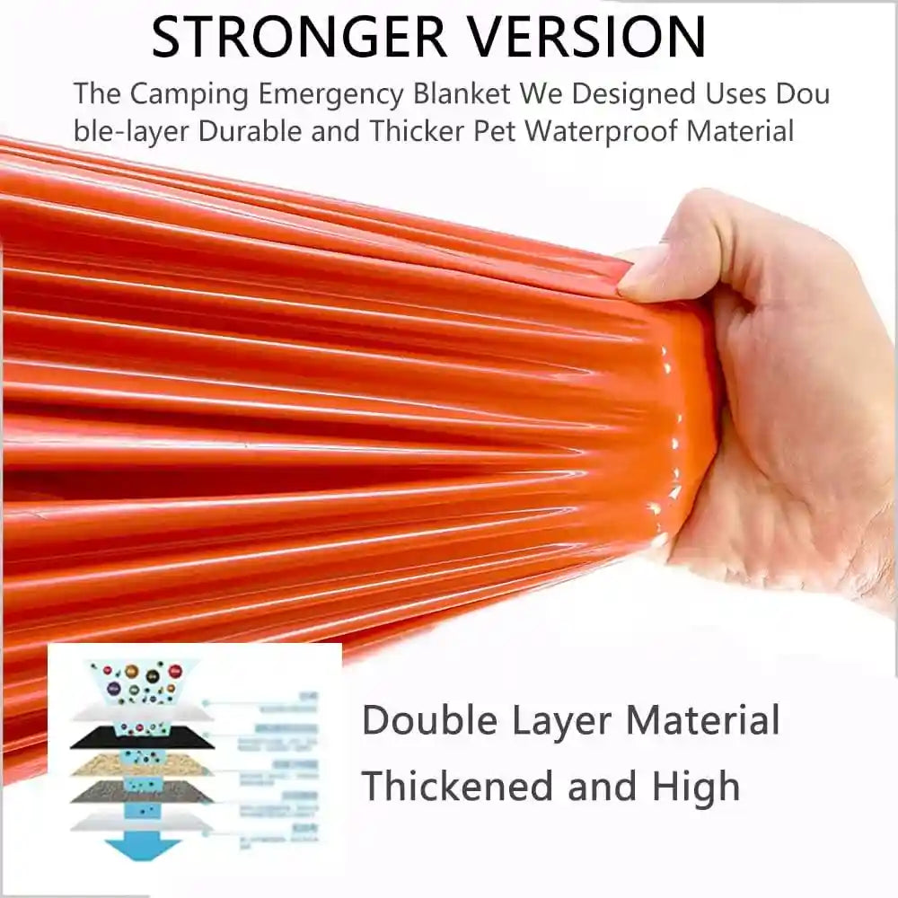 Emergency Blankets for Survival, 4 Pack Large Mylar Blankets,Comes with Thermometer Extra-Thick Space Blanket(Orange)