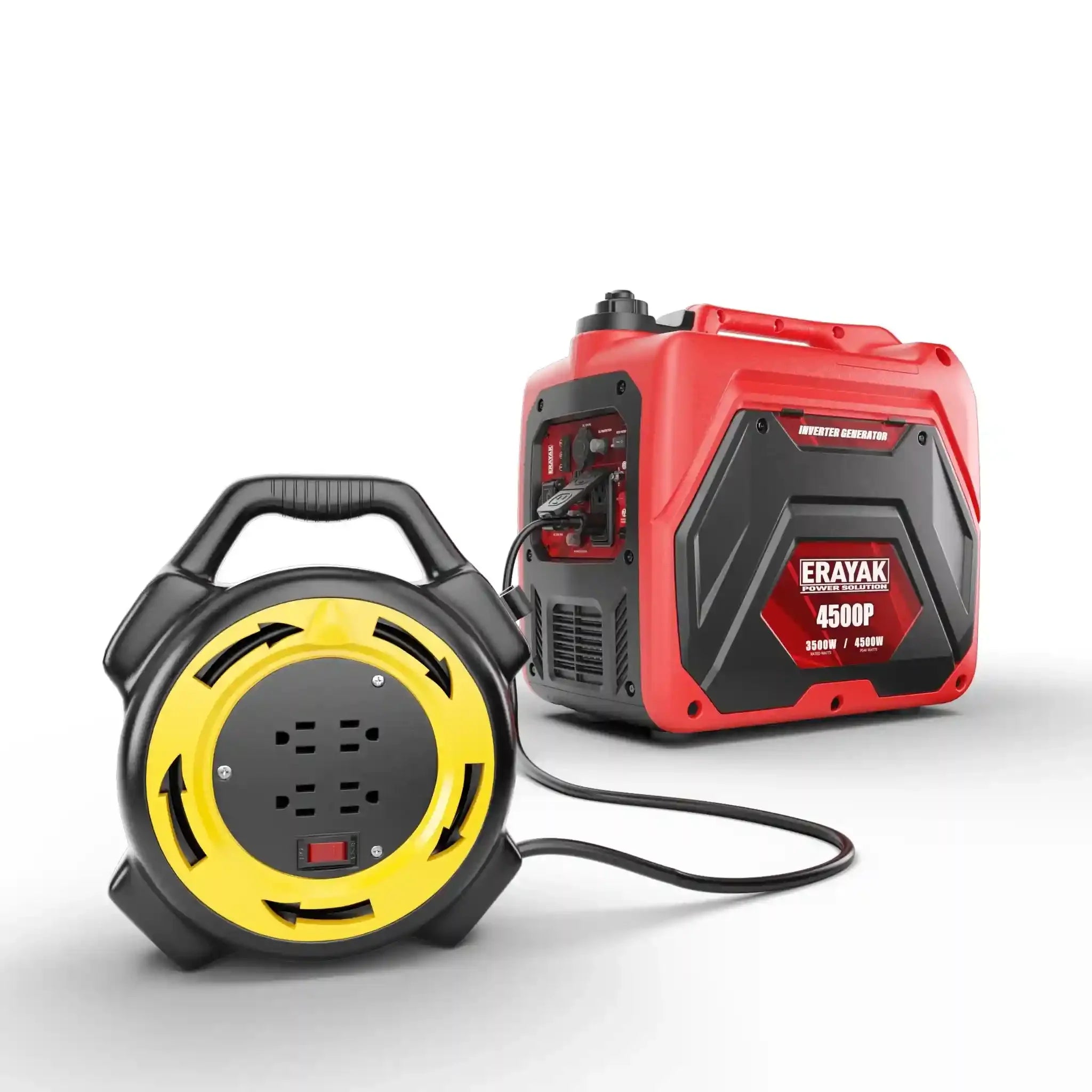 Erayak 4500W  Inverter Generator and a 25FT Retractable Extension Cord Reel Bundle