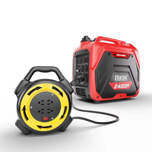 Erayak 2400W Inverter Generator + 25FT Retractable Extension Cord Reel Bundle