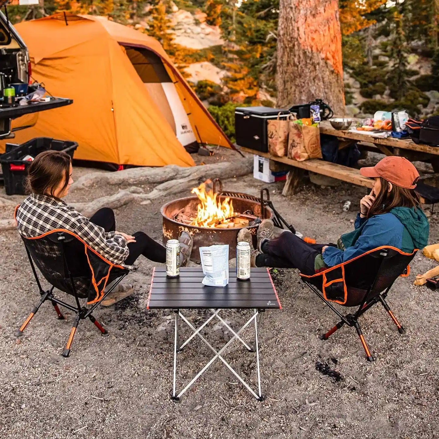 Sportneer Camping Table, Camping Tables That Fold up Lightweight Camp Table Portable Table Foldable Aluminum Folding Camp Table for Camping Picnic Backpacking Beach BBQ Cooking