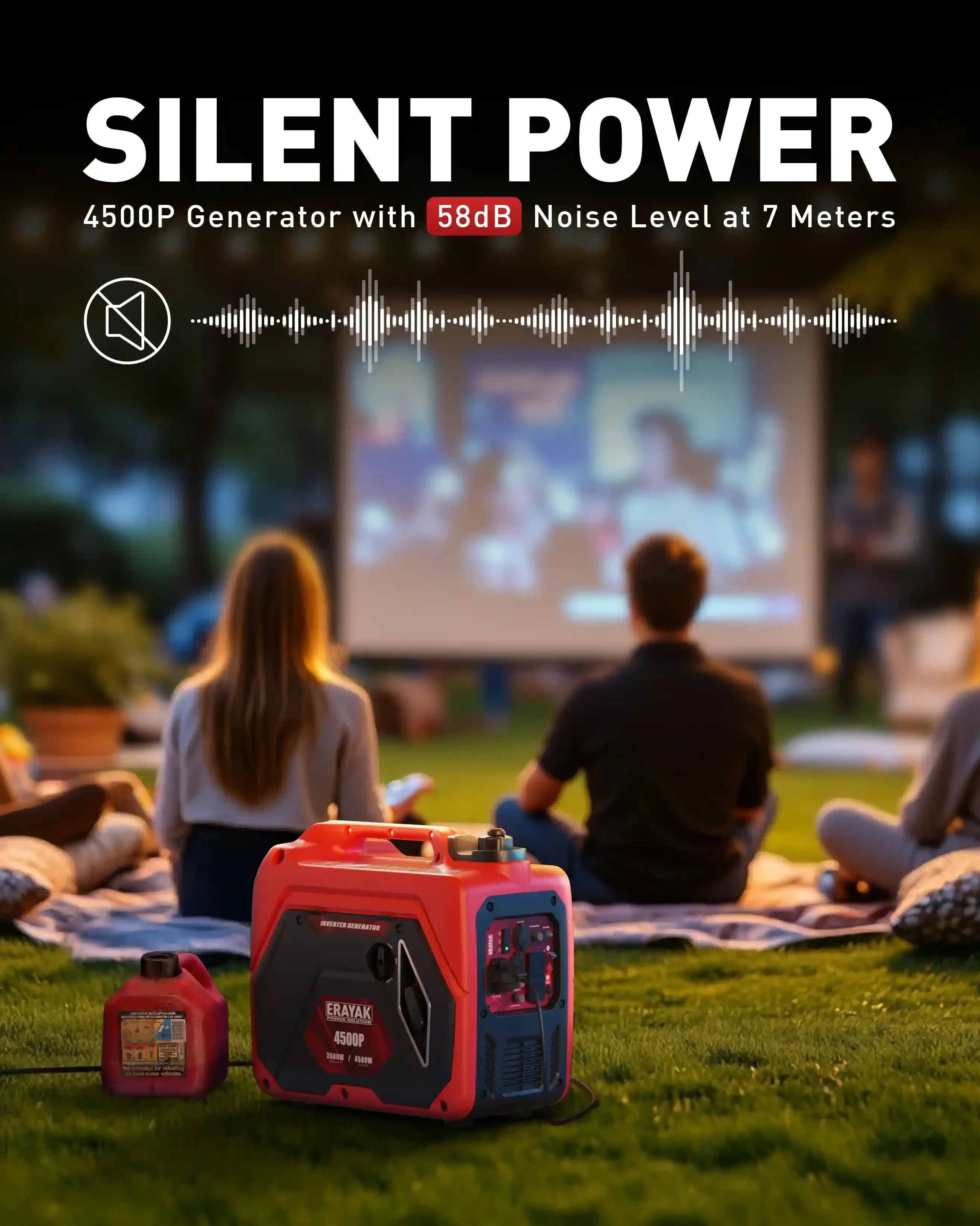 Erayak 4500W Inverter Generator & 2.6-Gallon Safe-Flo Gas Can Combo