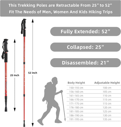 Aihoye Hiking Trekking Poles, 2 Pack Collapsible, Lightweight, anti Shock, Walking Sticks, Adjustable Hiking Pole for Men and Women