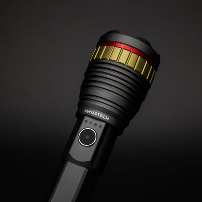 10,000 Lumen Rechargeable LED Flashlight with Power Bank, Waterproof for Camping