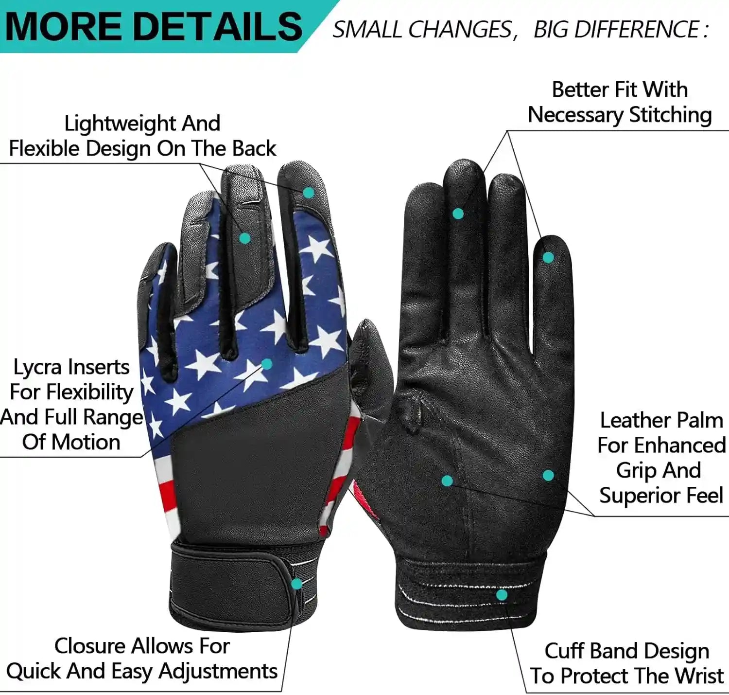 FINGER TEN Batting Gloves Men Youth Adult for Baseball Softball Cabretta Leather Batting Glove 1 Pair, Mens Boys Girls Pro Grip Gloves