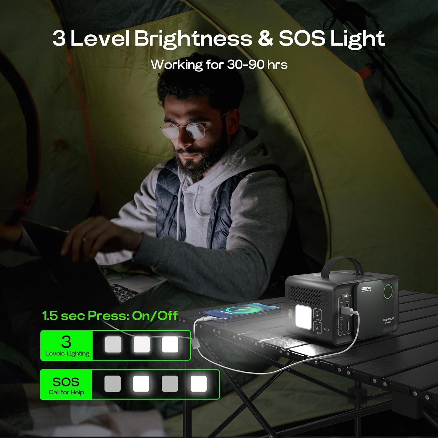 92.16Wh Portable Power Station 25600Mah Camping Solar Generator,Lith