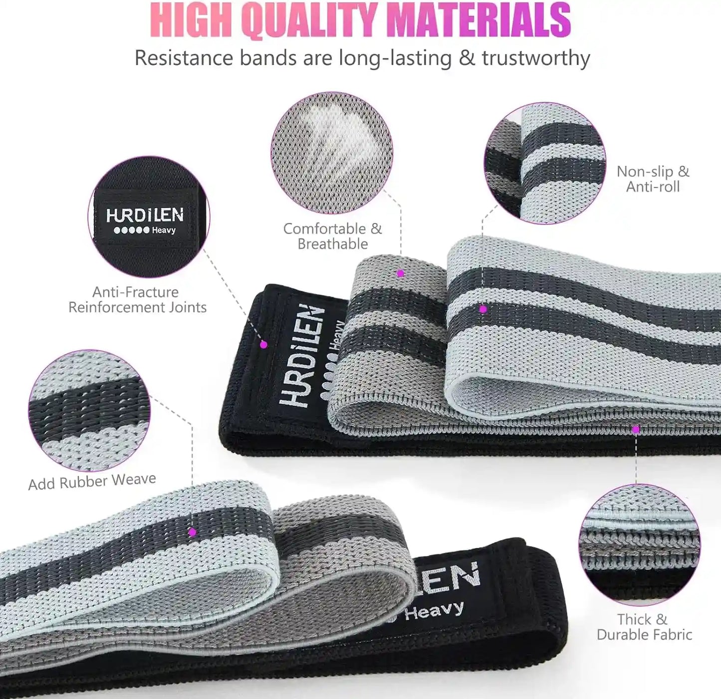 Resistance Bands for Working Out Set, 3 Pcs Pull up Bands and 3 Pcs Assistance Bands with Door Anchor for Legs, Glutes, Hip, Fabric Loop Bands Workout Bands Resistance for Gym, Home, Office