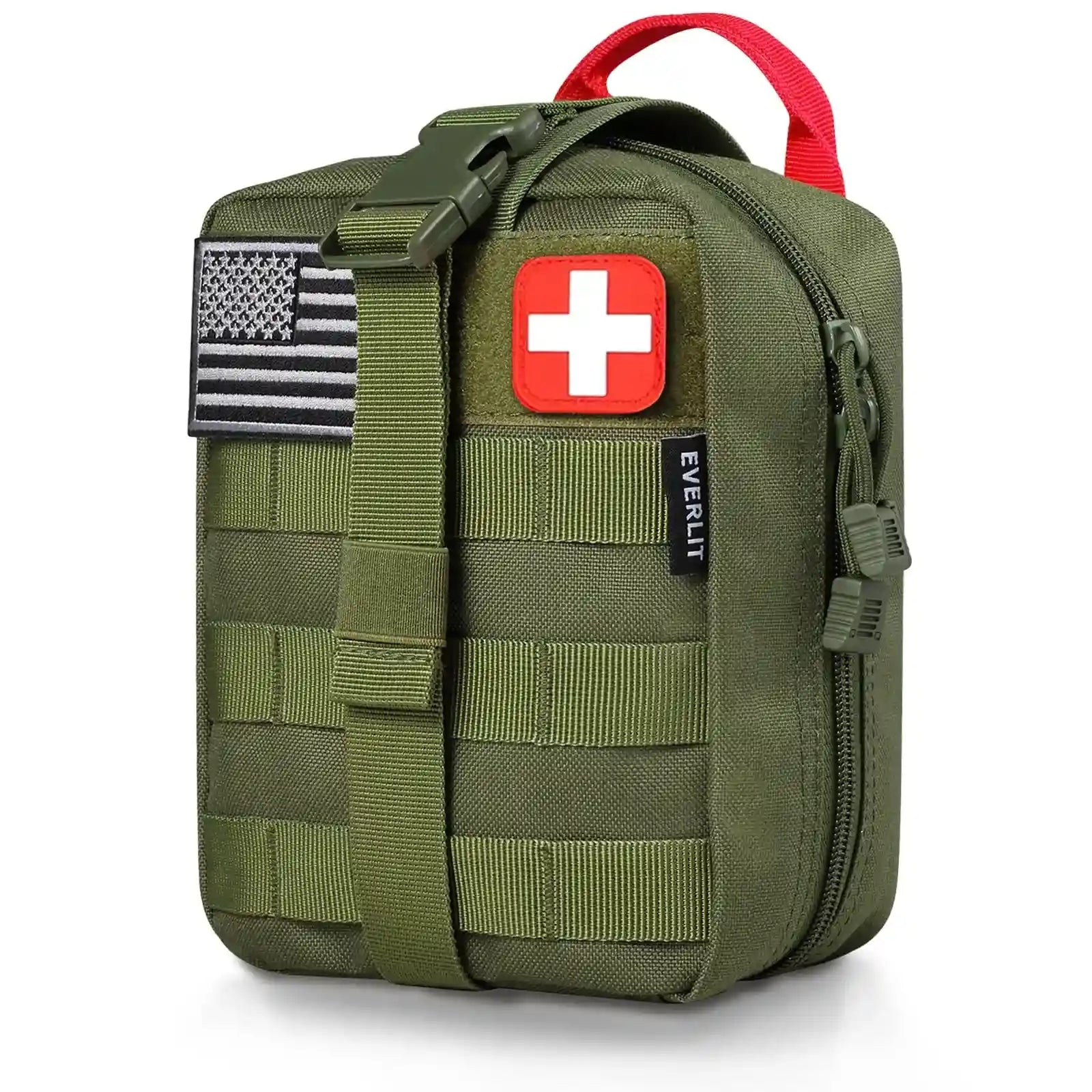 250 Pieces Survival First Aid Kit Molle Pouch Survival Kit Outdoor Gear Emergency Kits (OD Green)