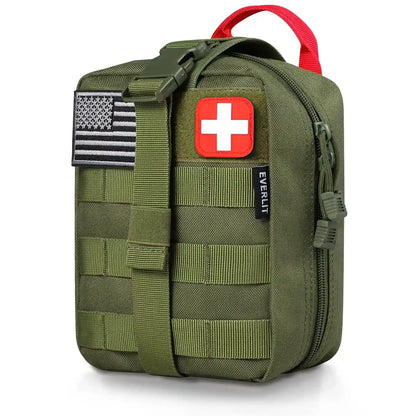 250 Pieces Survival First Aid Kit Molle Pouch Survival Kit Outdoor Gear Emergency Kits (OD Green)