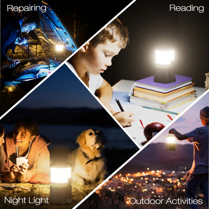 Camping Lantern Rechargeable, 1500LM 4400Mah Camping Lights with 5 Light Modes, IP44 Waterproof Flashlight for Power Outages, Emergency, Home