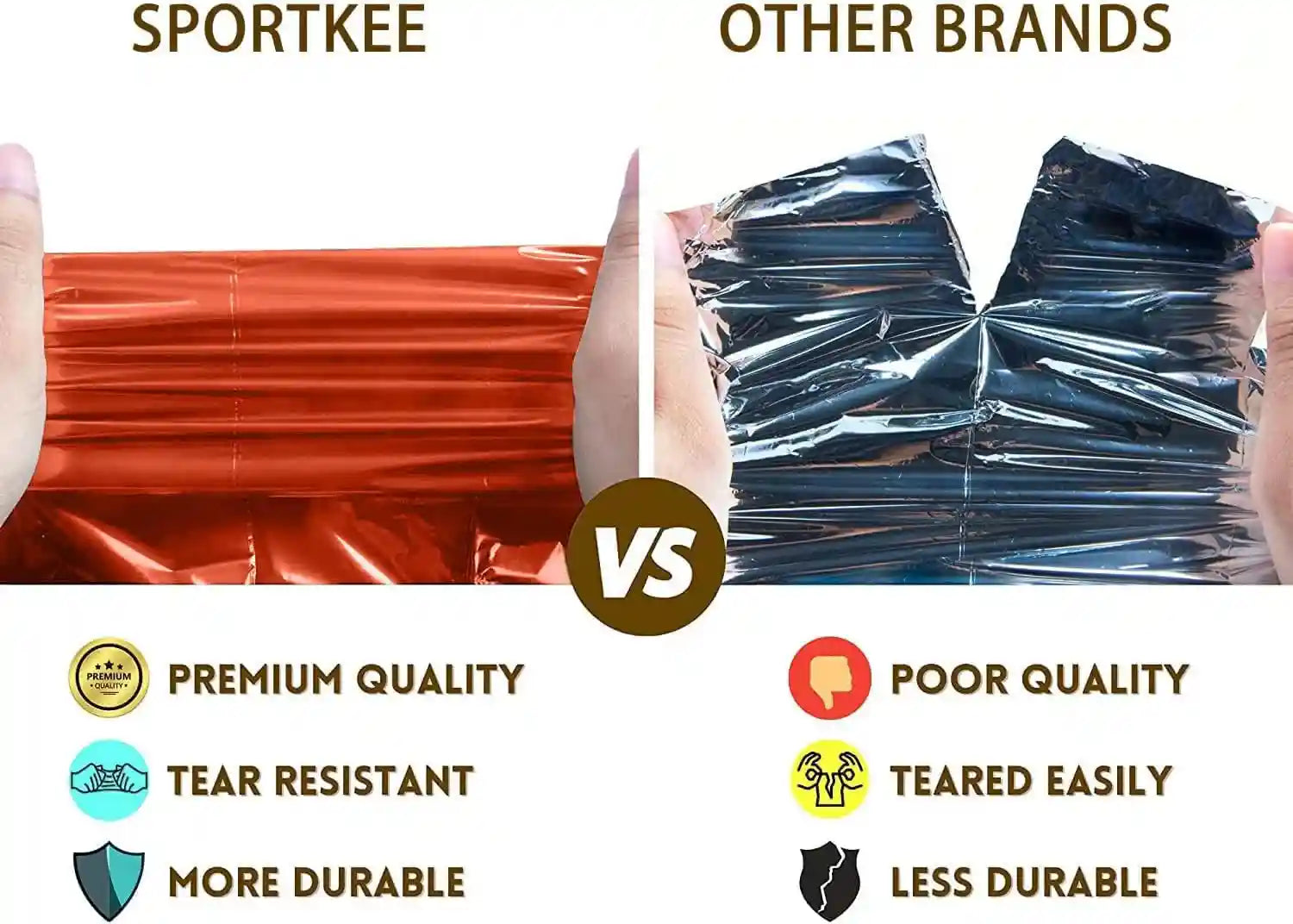 Emergency Blankets for Survival, 4 Pack Large Mylar Blankets,Comes with Thermometer Extra-Thick Space Blanket(Orange)