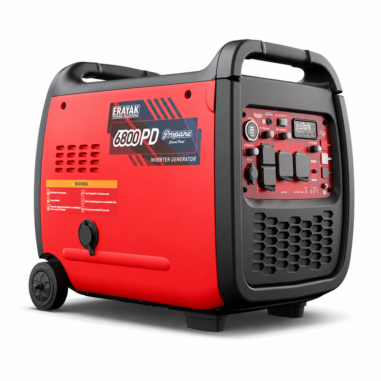 Erayak 6800W Portable Inverter Generator | 120V/240V For RV & Home Backup, Dual-Fuel