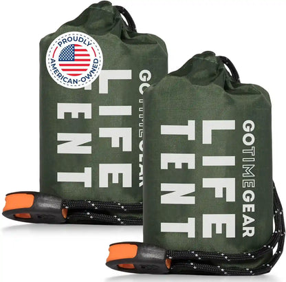 Survival Life Tent • 2 Person Mylar Emergency Shelter Tube Tent + Paracord • All-Weather Protection for Camping, Hiking, & Survival Kits • Includes Emergency Whistle