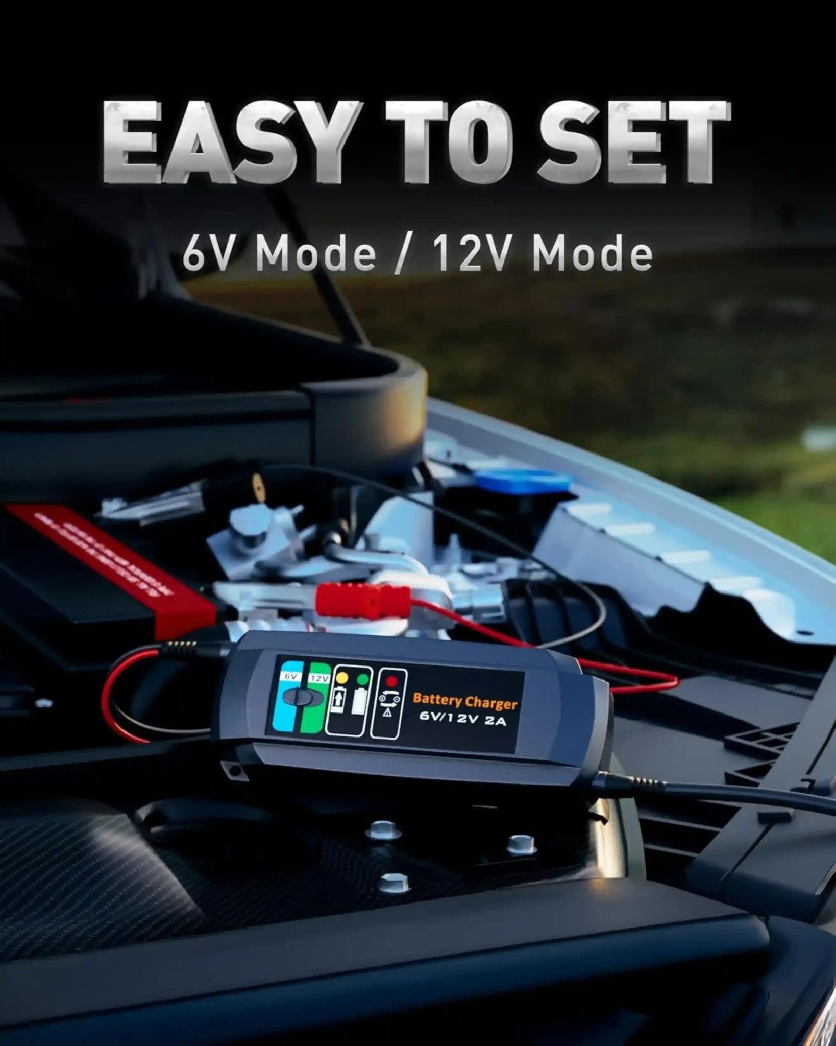 6V/12V 2 Amp Smart Battery Charger – Car Battery Maintainer & Trickle/Float Charger - Erayak Power
