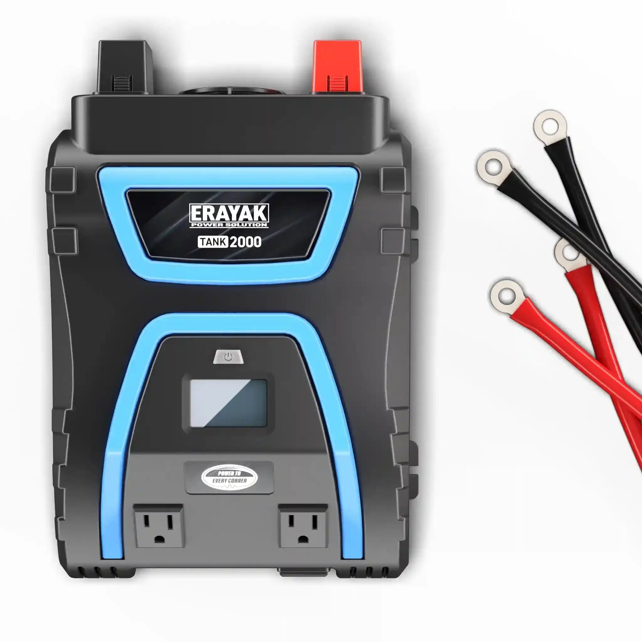 Erayak 2000W Power Inverter, 12V DC to 120V AC, LCD Display, Modified Sine Wave, Remote Control, USB-A & Type-C Ports, 6×40A Fuses, Quiet Fan for RV, Truck, Solar, Home Backup