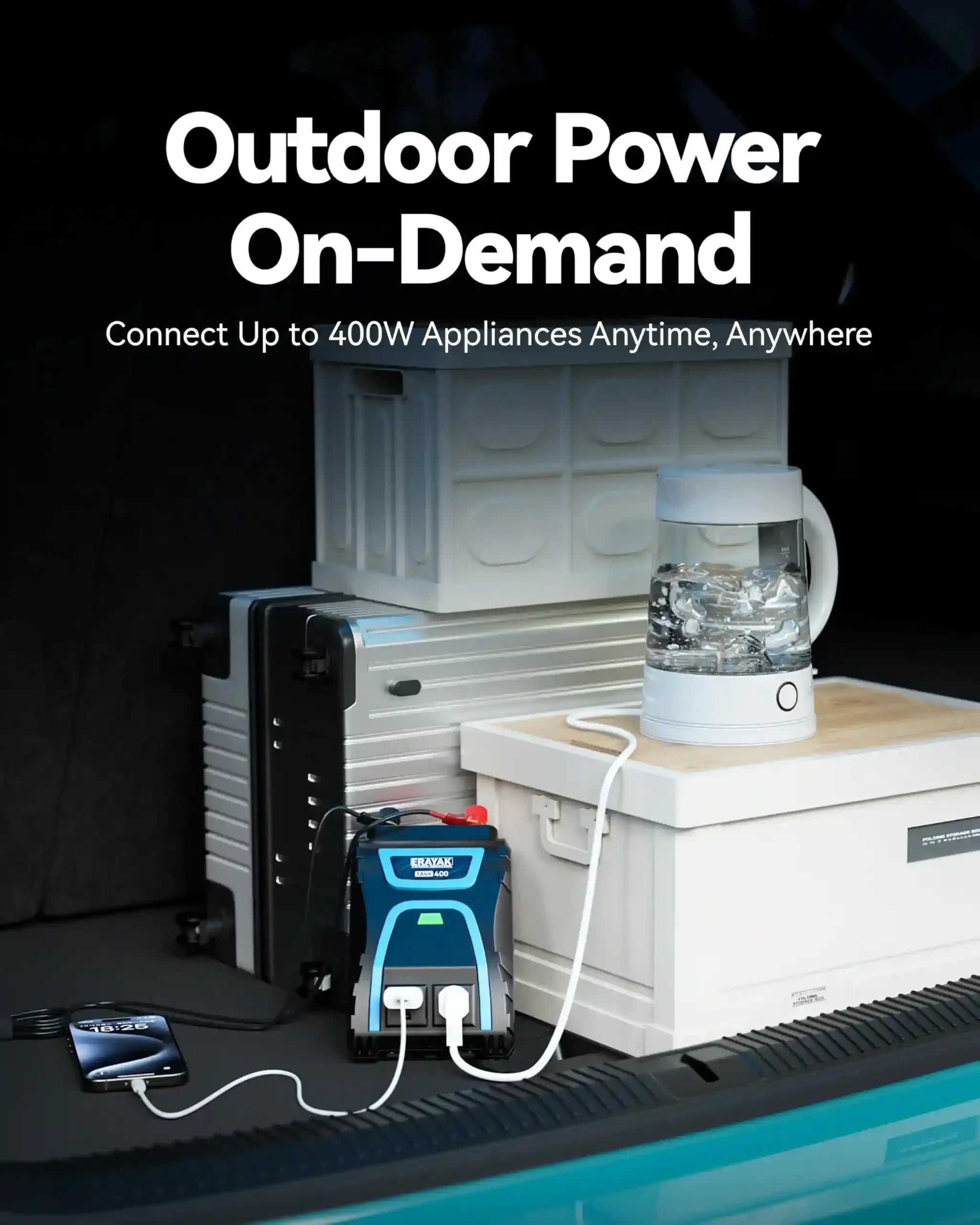 Erayak 400W Car Power Inverter - DC 12V to AC 120V with USB Charger & Cigarette Lighter Adapter