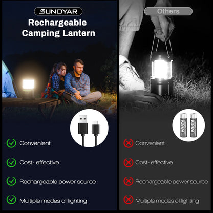 Camping Lantern Rechargeable, 1500LM 4400Mah Camping Lights with 5 Light Modes, IP44 Waterproof Flashlight for Power Outages, Emergency, Home
