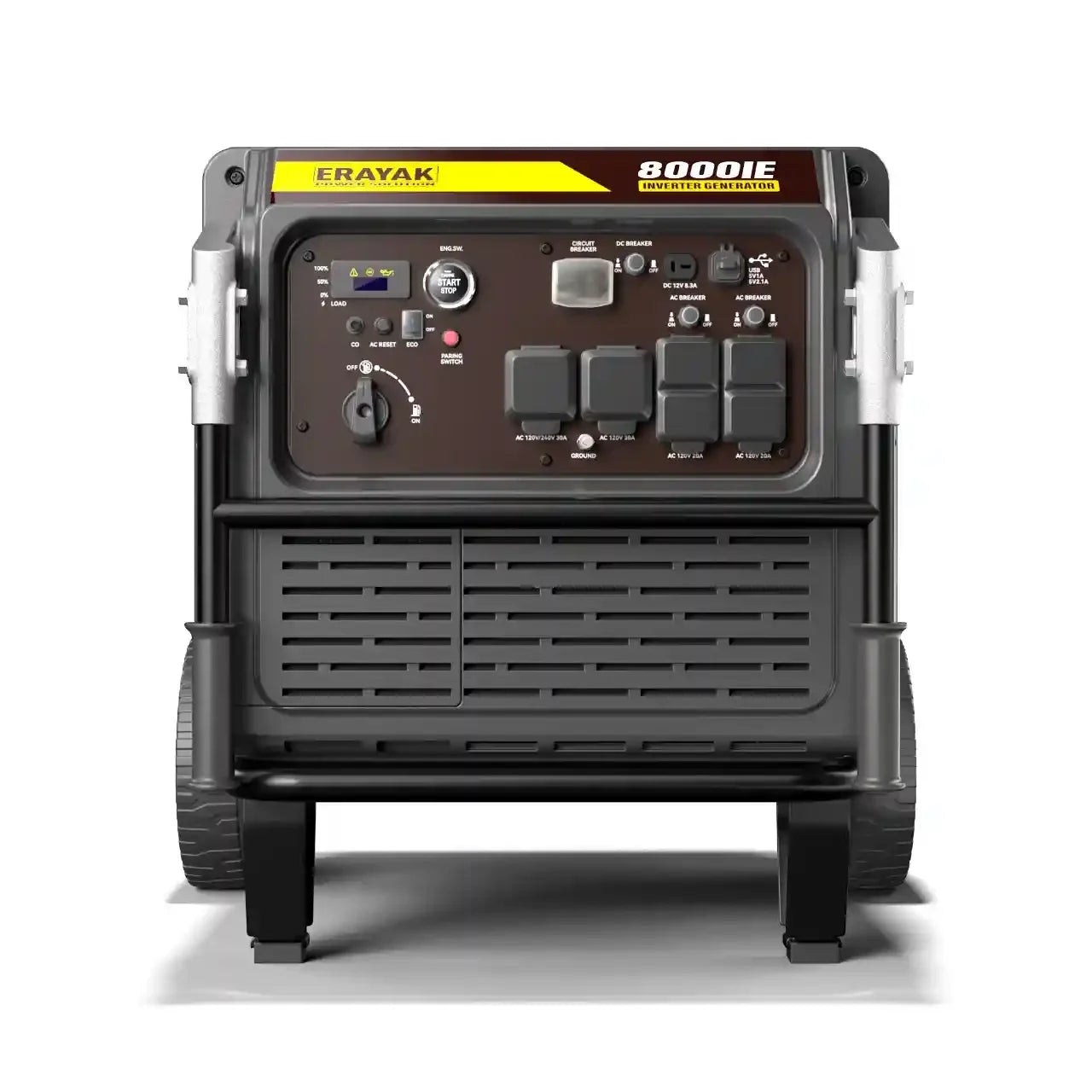 Erayak 8000W portable generator with wheels and telescoping handle for easy transport