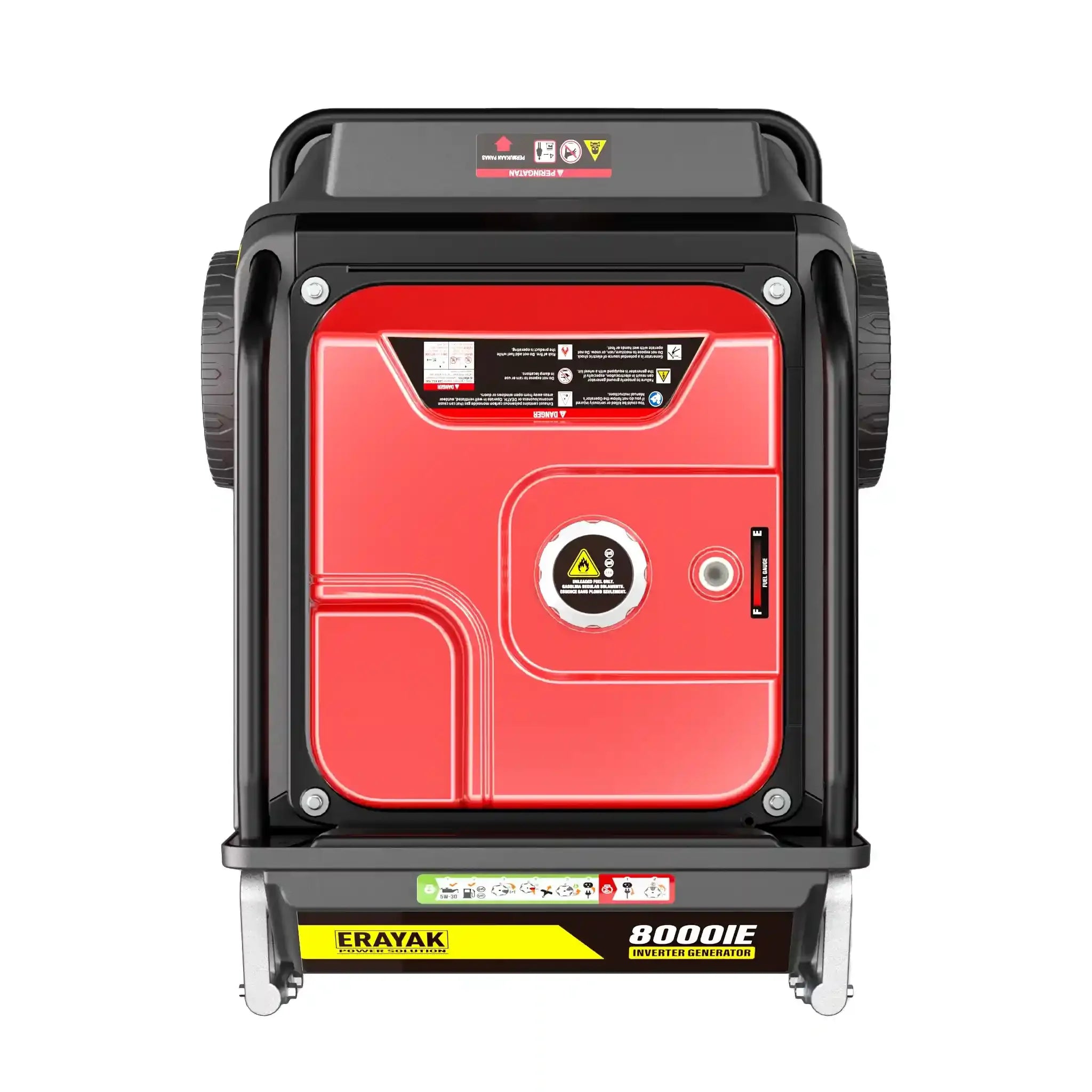 Generator control panel showing 120V/240V outlets, USB ports, and remote start button