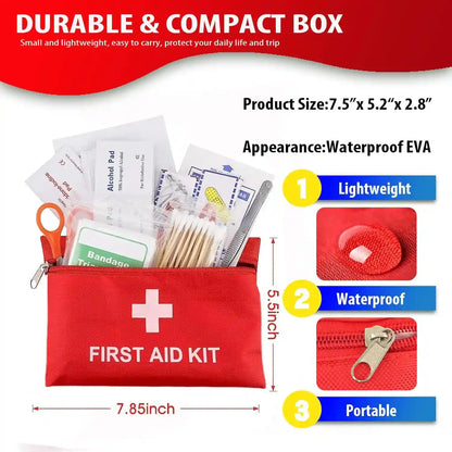 First Aid Kit - 92 Piece Mini Emergency Kits for Car, Basic Outdoor Essentials S