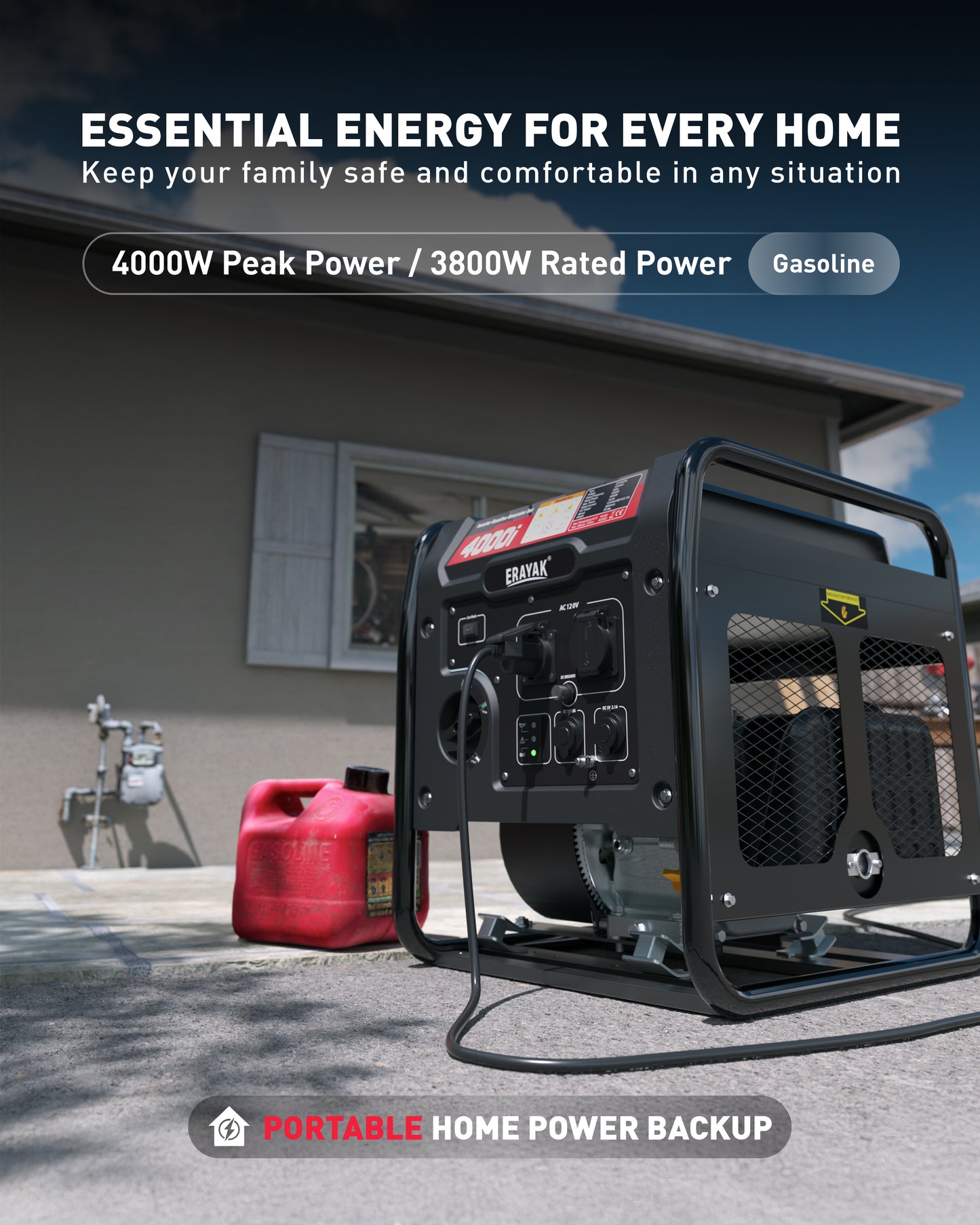 Erayak 4000W Inverter Generator, Portable Power For Home, RV, Outdoor Use