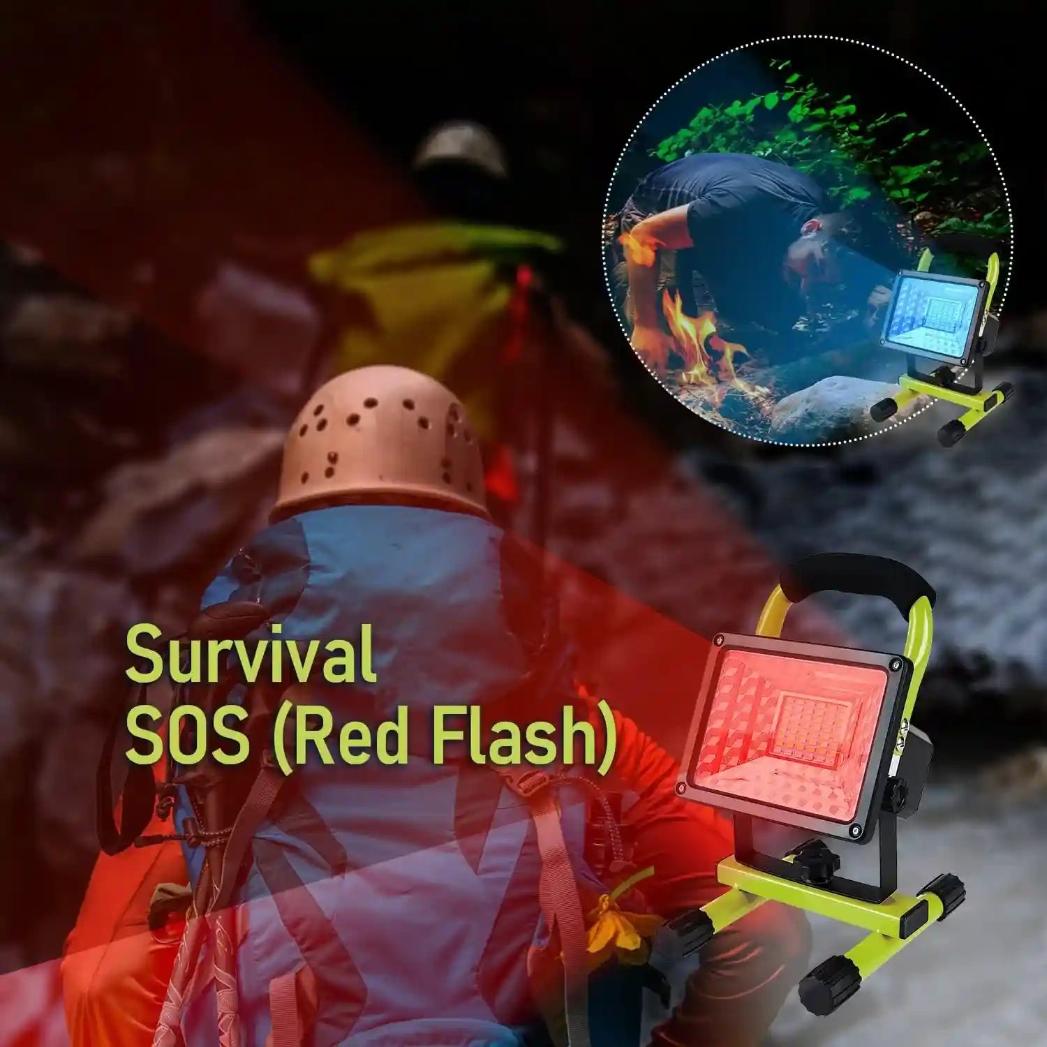 LANFU 30W LED Work Light with Stand, 90° Tiltable 360° Rotation Handle Weatherproof Magnetic Portable Rechargeable Mechanic Travel for Construction Site Jetty Workshop Garage Emergency Camping Green