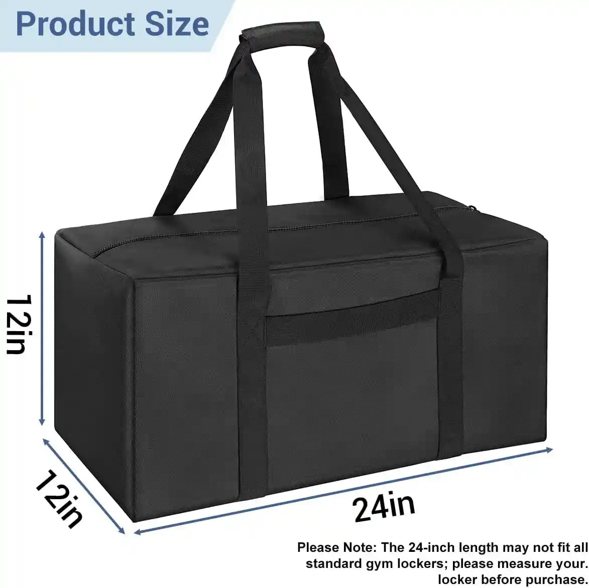 COOLBEBE 24X12X12 Inch Travel Duffle Bag (53L), Mid-Size Weekender for Overnight Trips, Camping, and Sports Gear Hauling, Water Resistant, Black