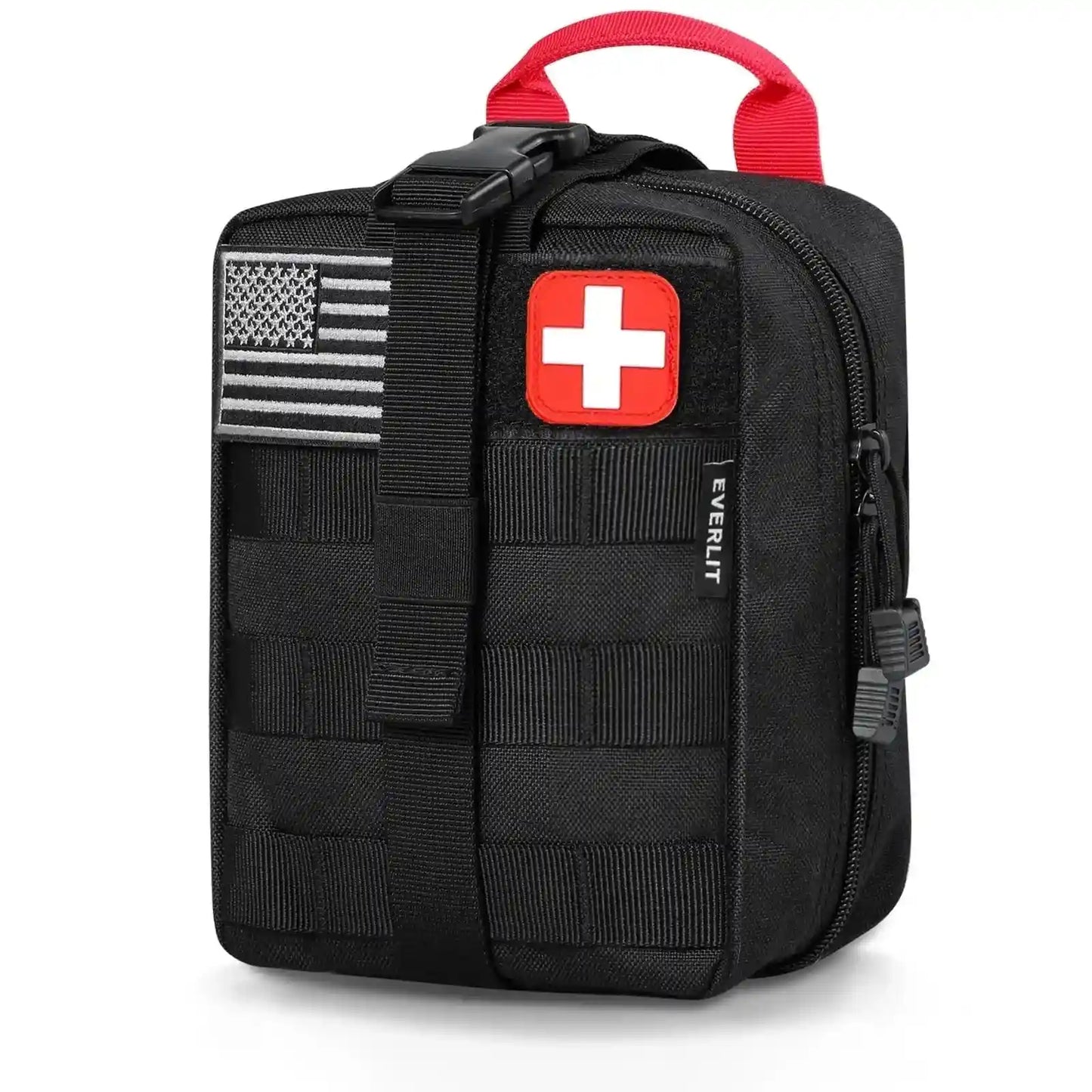 Survival First Aid Kit 250 Pieces Molle Pouch Survival Kit Outdoor Gear Emergency Kits (BLACK)