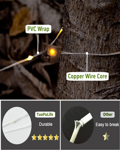 Solar Camping String Lights, 32.8FT Fairy String Lights 130Leds, 4 in 1 Portable