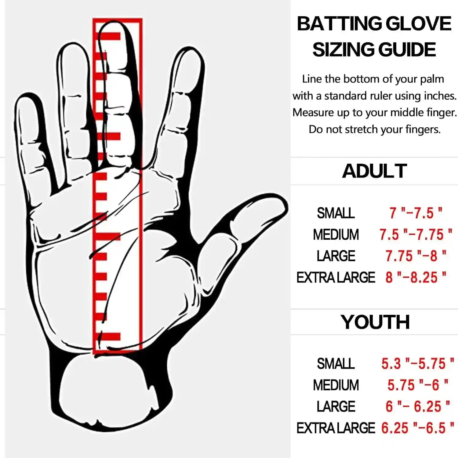 FINGER TEN Batting Gloves Men Youth Adult for Baseball Softball Cabretta Leather Batting Glove 1 Pair, Mens Boys Girls Pro Grip Gloves