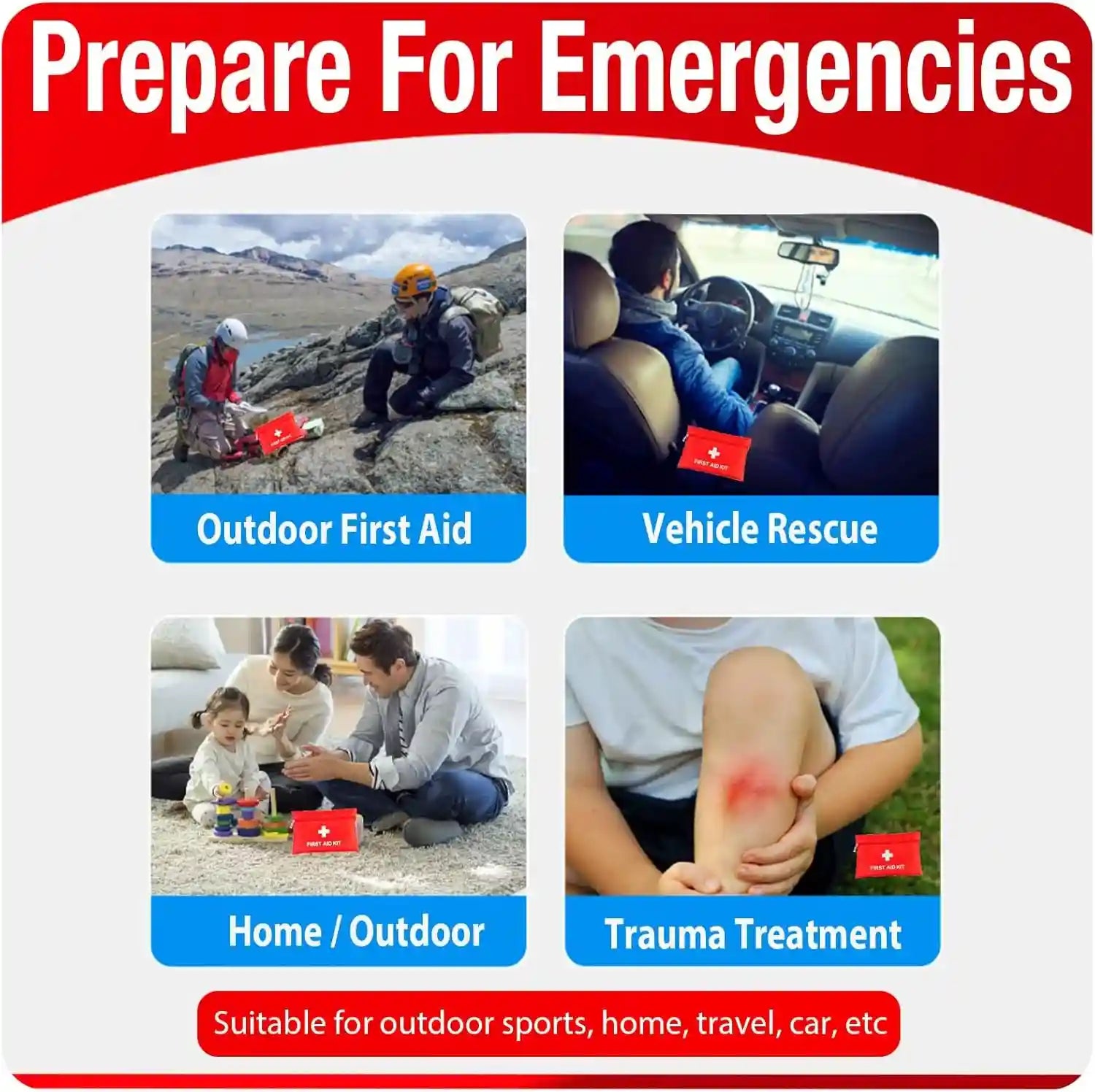 First Aid Kit - 92 Piece Mini Emergency Kits for Car, Basic Outdoor Essentials S
