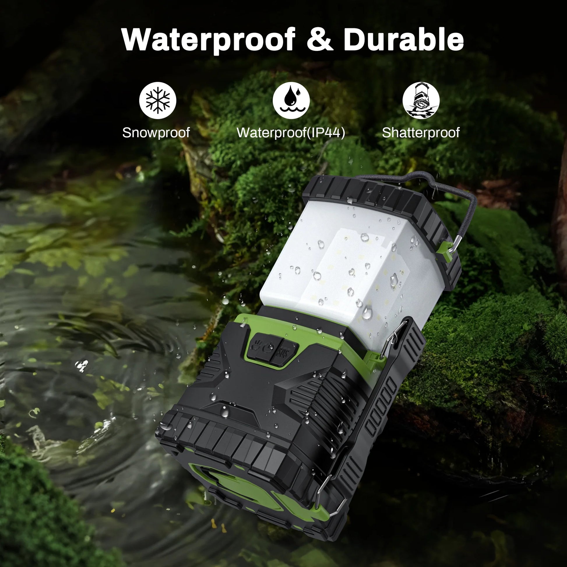 Camping Lantern Rechargeable, 1500LM 4400Mah Camping Lights with 5 Light Modes, IP44 Waterproof Flashlight for Power Outages, Emergency, Home