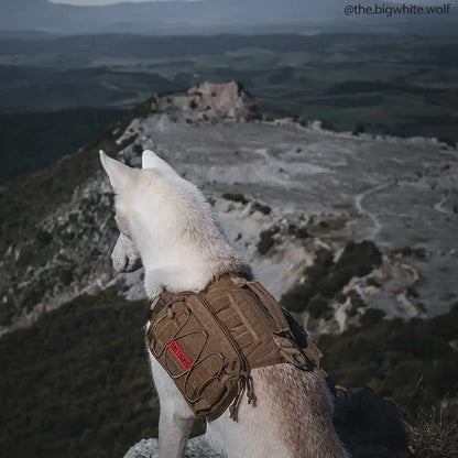 Onetigris Dog Backpack for Medium & Large Dogs, Nylon Backpack for Dogs Tactical Pet Backpack with Side Pockets for Hiking Walking Training Running (Brown, Medium)