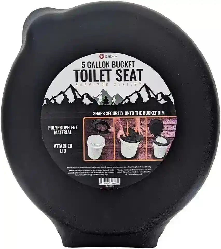 5 Gallon Bucket Toilet Seat W/ Lid Travel Outdoor Camping Hiking Snap on Black