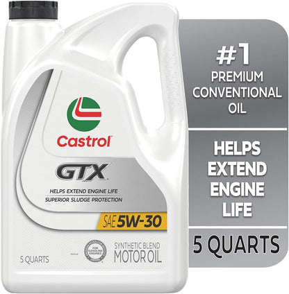 Castrol GTX 5W-30 Synthetic Blend Motor Oil, 5 Quarts