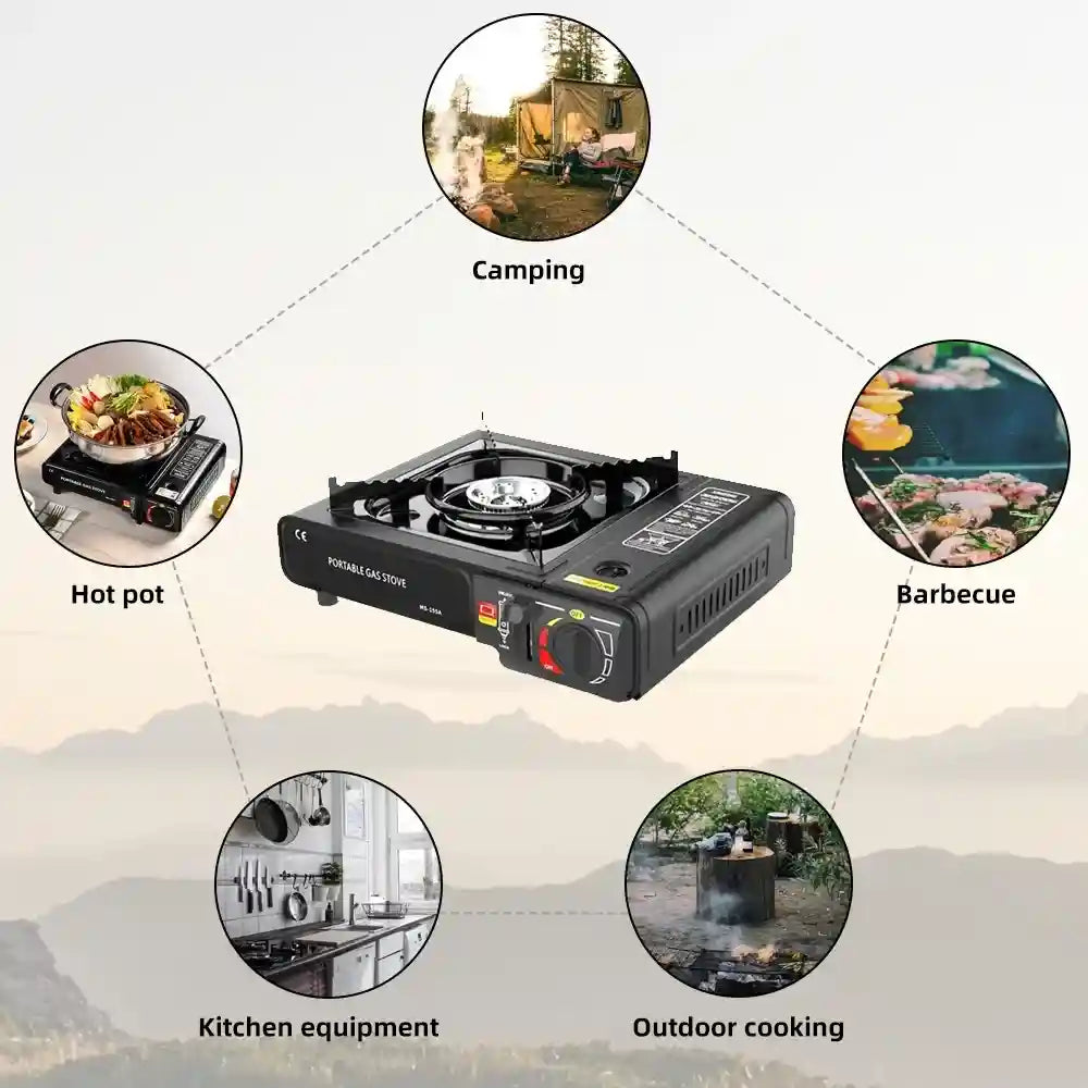 Outdoor Portable Furnace Adjustable Fire 2900W Furnace Lightweight Cooker Unit Kitchen Equipment for Camping Barbecue Hot Pot Cooking W/Storage Box