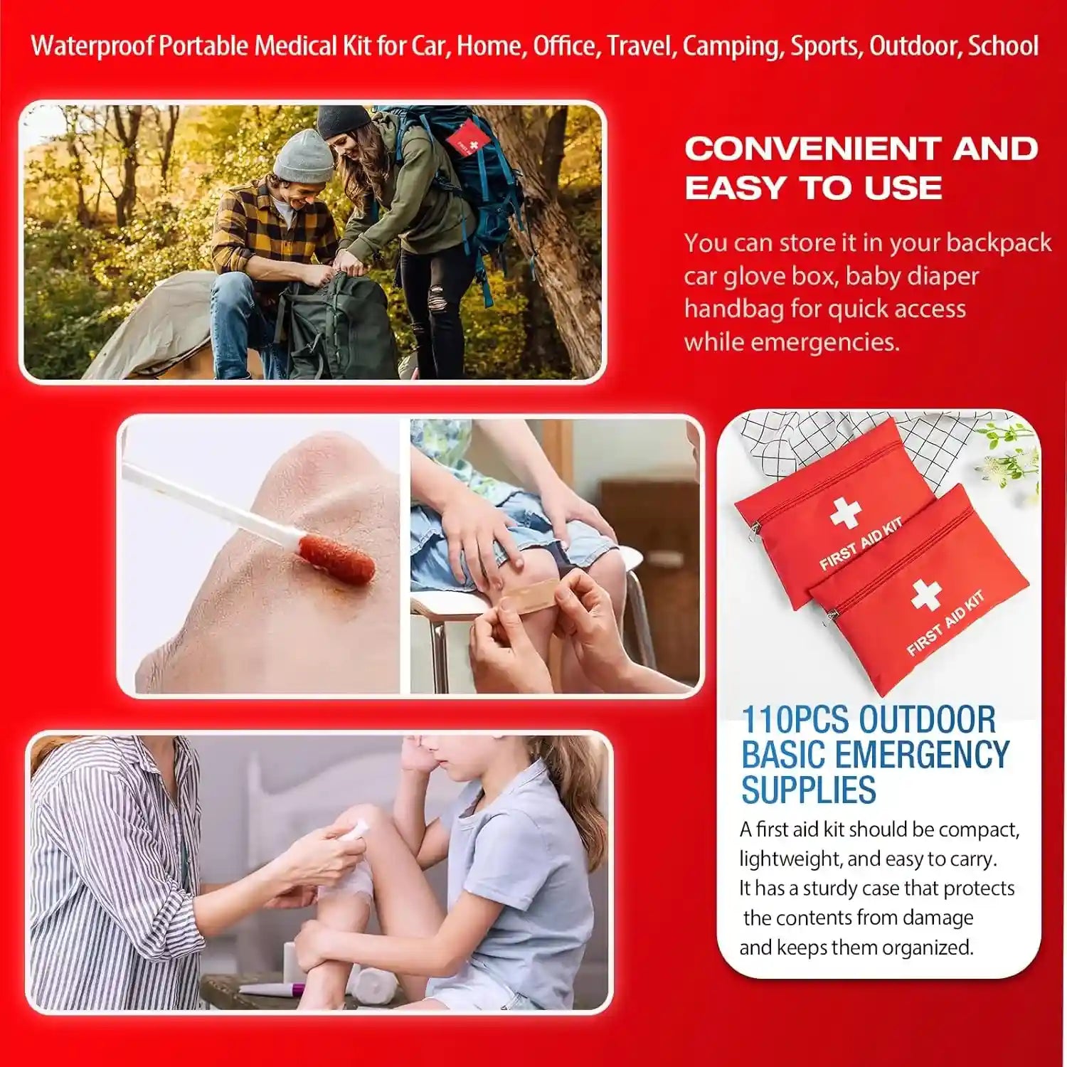 First Aid Kit - 92 Piece Mini Emergency Kits for Car, Basic Outdoor Essentials S